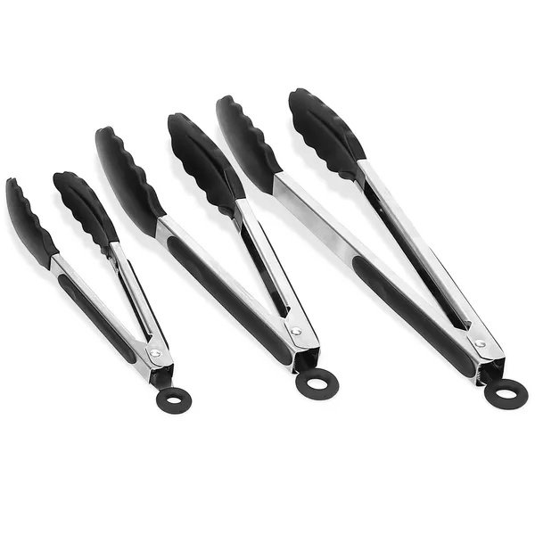 3Pcs Kitchen Tongs Stainless Steel Locking Food Tongs With Silicon - Image 2
