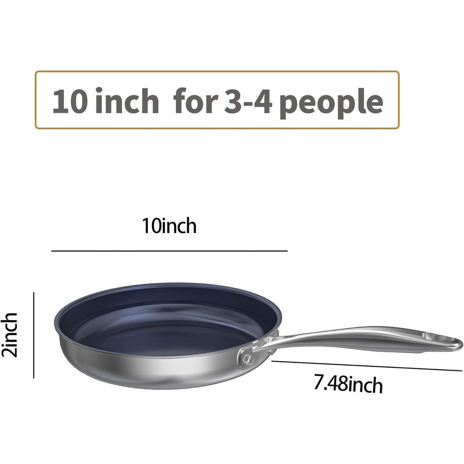 Titanium Alloy Stainless Steel 10-inch PFAS-Free PFOA-Free Non-Stick Pan Dishwasher-Safe Oven-Safe Suitable For All Stovetop Cookware - Image 9