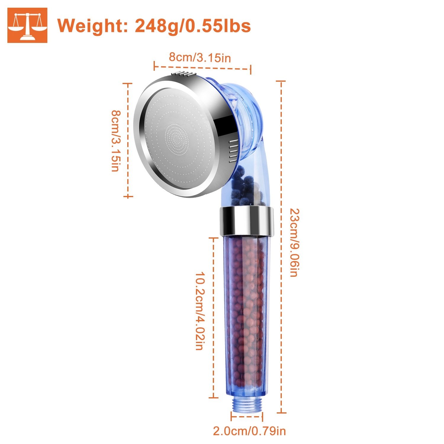 1Pc Ionic Filtration Shower Head High Pressure 3 Mode Stone Water Saving Bath Handheld Shower - Image 4