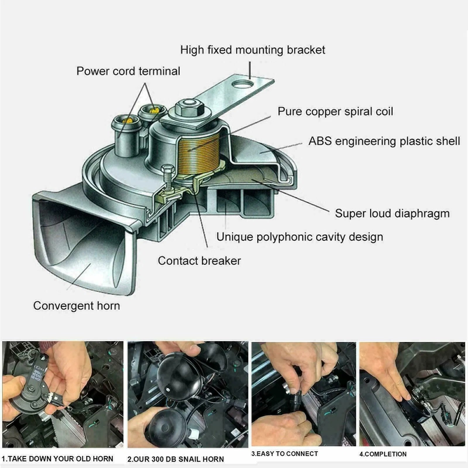 2PC 12V 300DB Super Loud Train Air Horn Waterproof Motorcycle Car Truck SUV Boat - Image 4