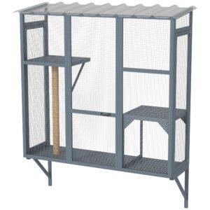 Catio Outdoor, Window Catio For 2-3 Large Indoor Cats W 2 Jumping Platforms, Scratching Post, For Playing, Napping
