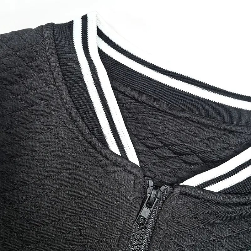 Women's Long Sleeve Contrast Trim Baseball Jacket - Casual Zip Up Sporty Top For Spring&Fall - Image 7