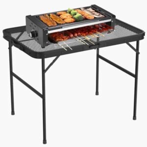 35.62x23.42x25.9in Foldable Camping Table Collapsible Picnic Aluminum Alloy Grill Stand 88LBS