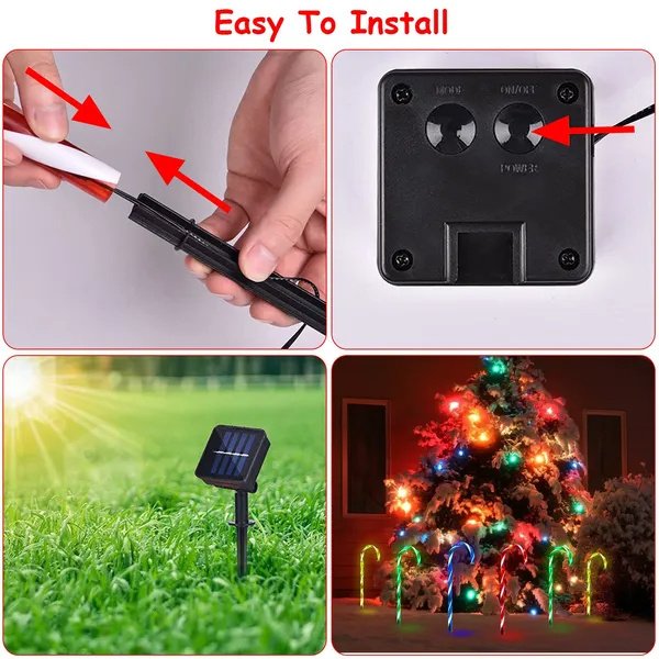 Solar Christmas Candy Cane Light IP55 Waterproof Stake Light - Image 7