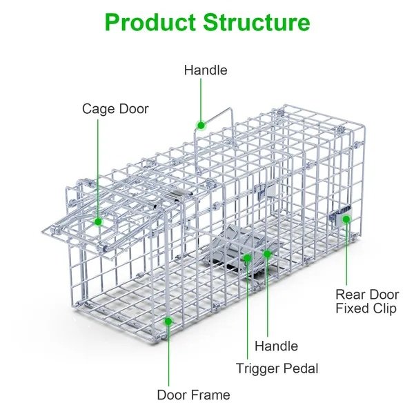 2Pcs Foldable Rat Trap Cage Humane Live Rodent Trap Cage Galvanized - Image 2