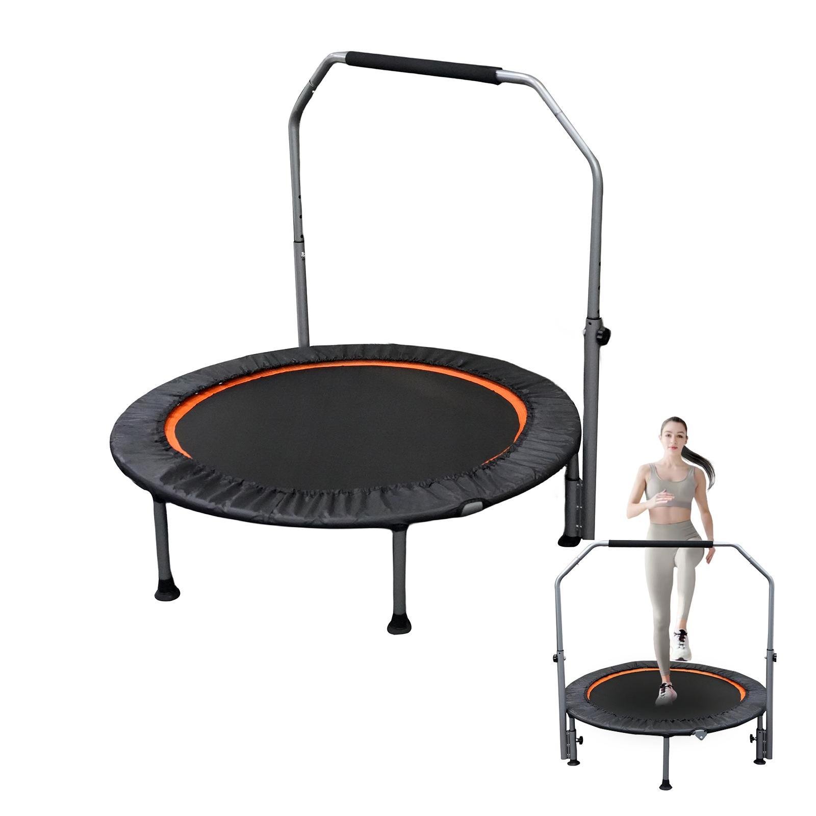 Folding Mini Fitness Trampoline With Adjustable Handles For Adults, Suitable For Indoor And Outdoor Exercise