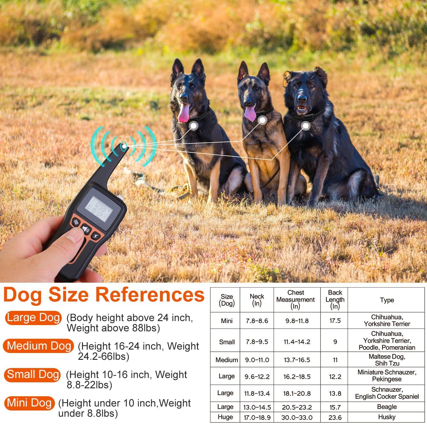 Train Collar OR Receiver Only Options - 3280FT Dog Training Collar IP67 Waterproof Pet Beep Vibration Electric Shock Collar 3 Channels Rechargeable Transmitter Receiver Trainer With Flashlight - Image 9