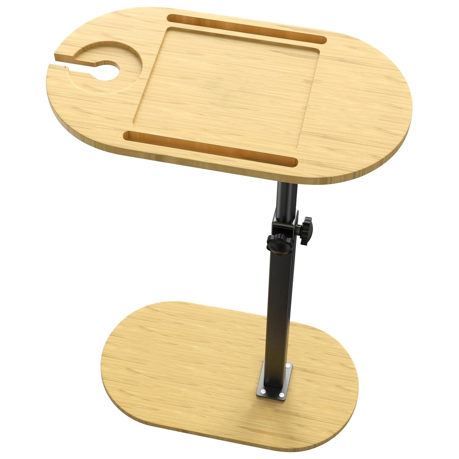 1Pc C-Shaped Bathtub Tray Table With Adjustable Height 360Degree Rotatable Desktop Freestanding Bath Caddy Against Wall Couch Bed Sofa Side Table - Image 8