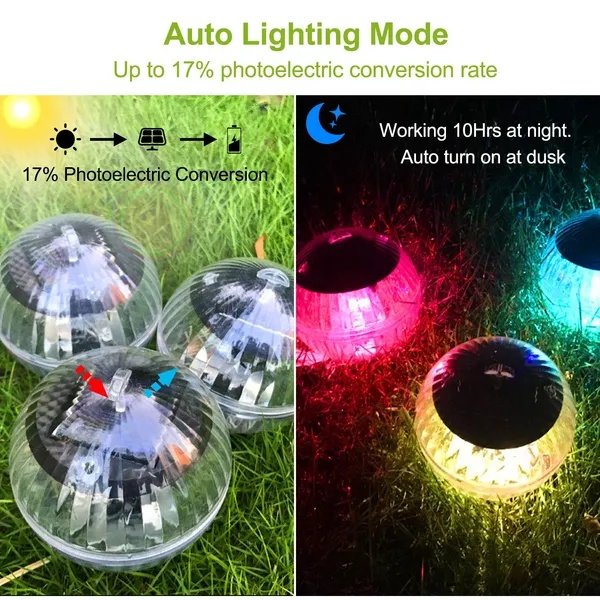 Solar LED Floating Lights IP65 Waterproof Garden Pool 7 Color - Image 3