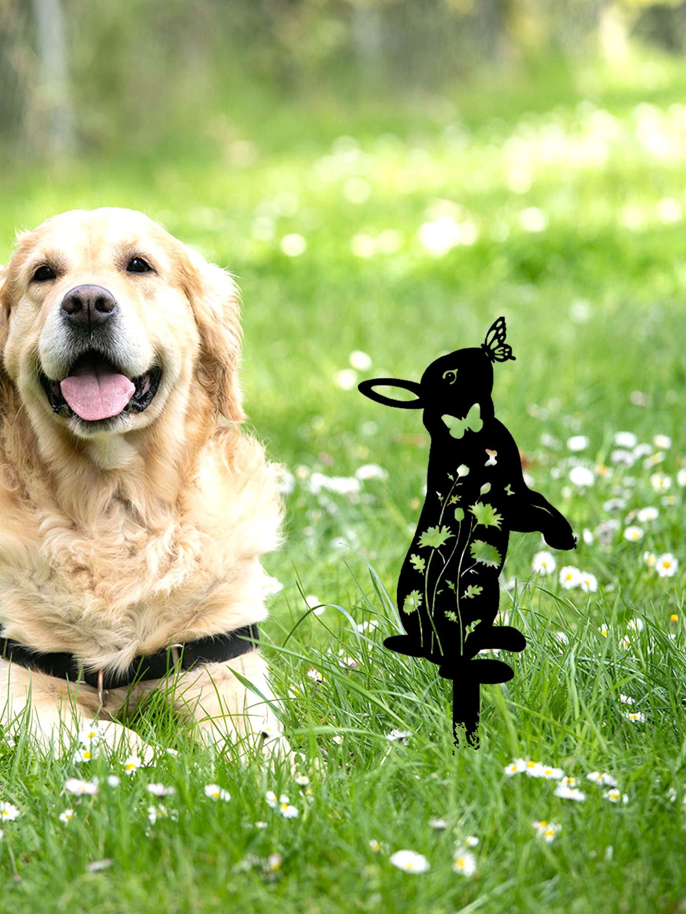 Metal Rabbit Garden Stake & Wall Sculpture-Outdoor Silhouette Yard Art For Patio - Image 5