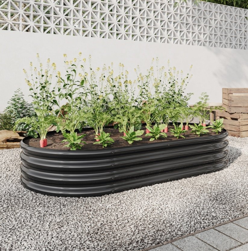 Raised Garden Bed Outdoor, Oval Metal Planter For Plants, Vegetables, Flowers - Image 6