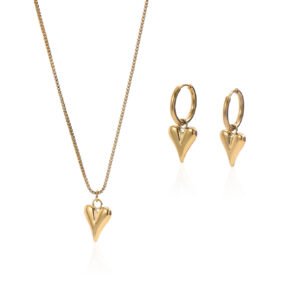 18K Gold Heart Jewelry Set
