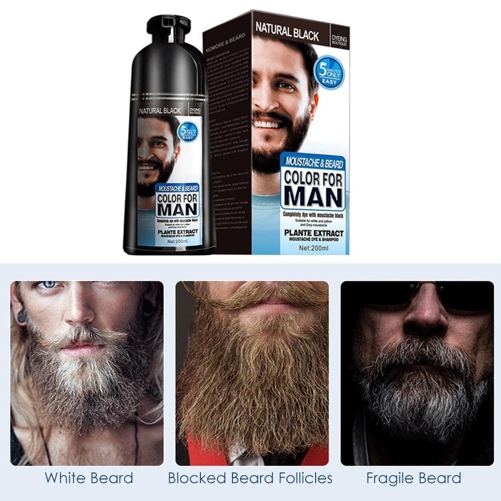 Beard Hair Color Shampoo For Men,Natural Permanent Beard DyeShampoo, Colors Hair In Minutes Long Lasting, 200ml, Black Hair DyeHaircare - Image 6