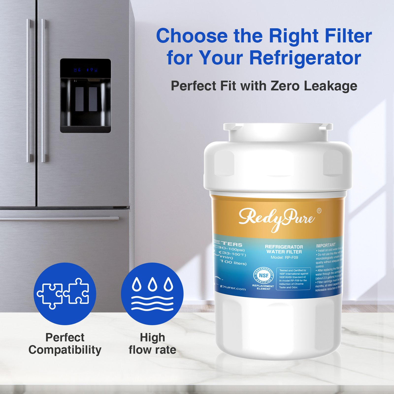 2 Pack Refrigerator Water Filter Replacement For GE MWF, SmartWater MWFP, MWFINT, MWFA, GWF, HDX FMG-1, Kenmore 9991, GSE25GSHECSS, WFC1201 Water Filter - Image 7