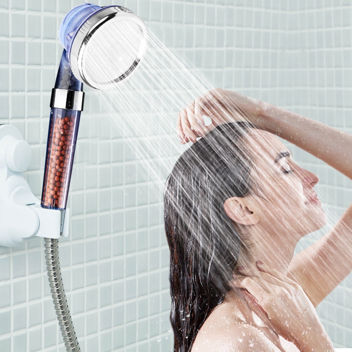 1Pc Ionic Filtration Shower Head High Pressure 3 Mode Stone Water Saving Bath Handheld Shower - Image 8