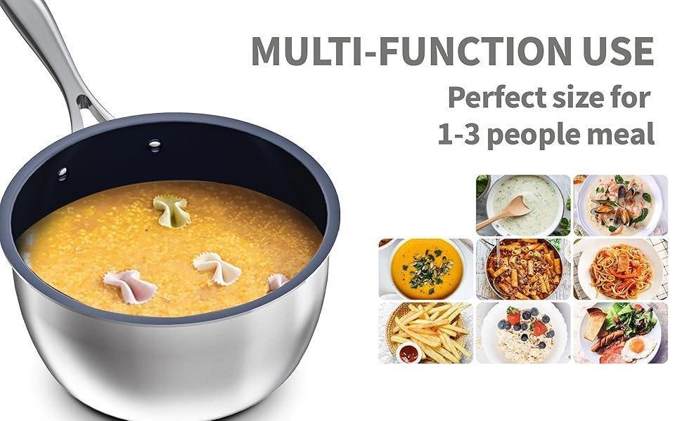 2.2 Quart Titanium Alloy Stainless Steel Multifunctional Household PFOA-free Non-stick Frying Pan With Lid, Dishwasher-safe, Oven-safe, Suitable For All Stovetops - Image 2