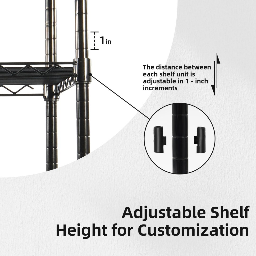 --Only Self Pickup--5-Tier Storage Rack, Adjustable Wire Shelving Unit With Leveling Feet, Heavy Duty Storage Rack, Black - Image 3