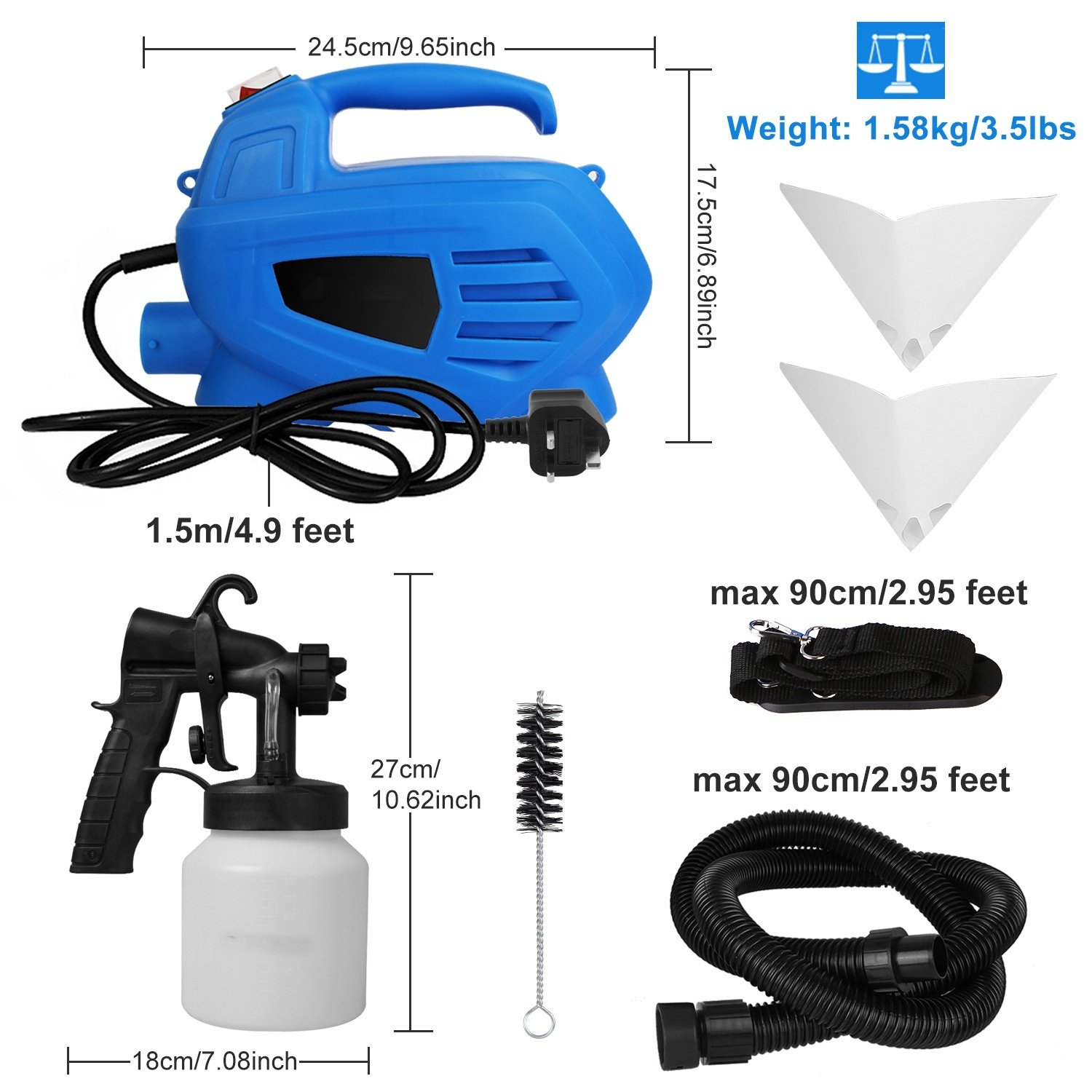 800ML Paint Sprayer 650W Paint Sprayer 800ML,minimum Output HVLP Oil Primer Water Spray, With 3 Spraying Modes Motor And Removable Container - Image 6
