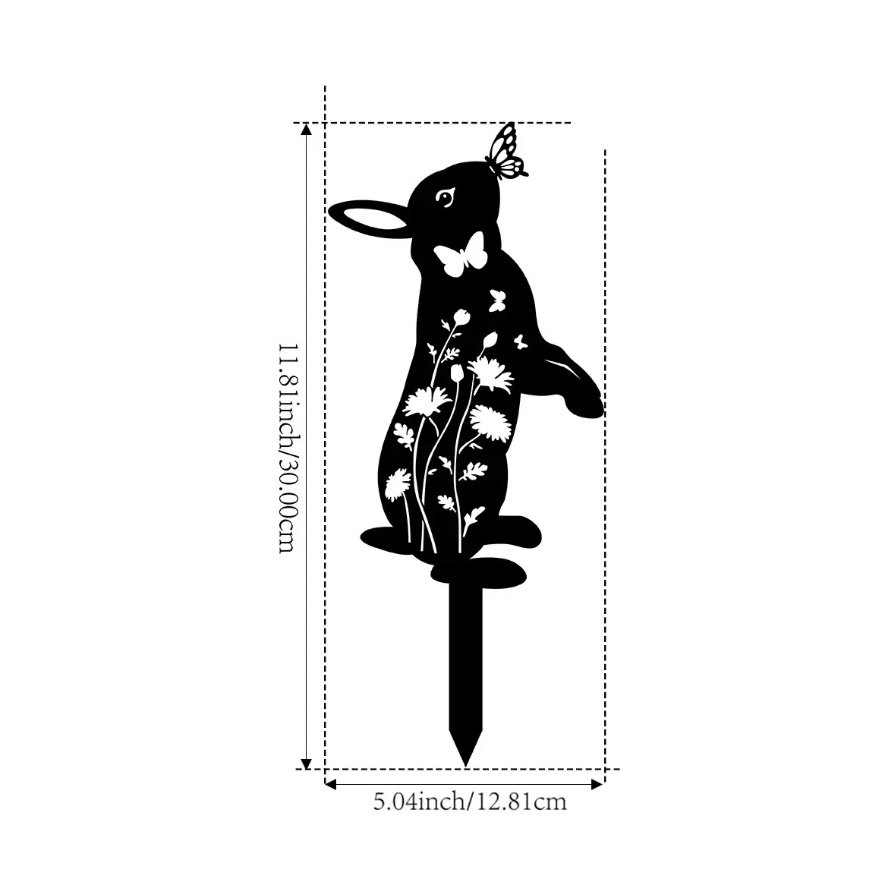 Metal Rabbit Garden Stake & Wall Sculpture-Outdoor Silhouette Yard Art For Patio - Image 2