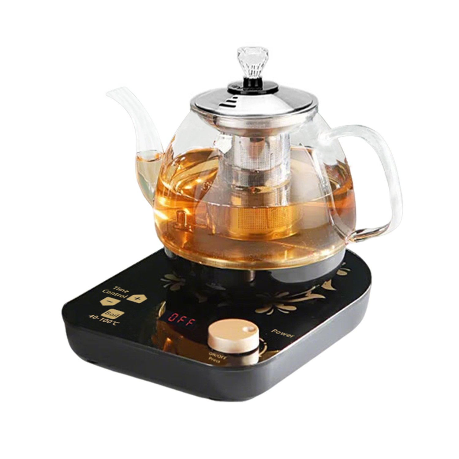 Professional Multi-functional Glass Teapot 800ml Fast Heating Cooking And Brewing Integrated Electric Kettle With Stainless Steel Filter
