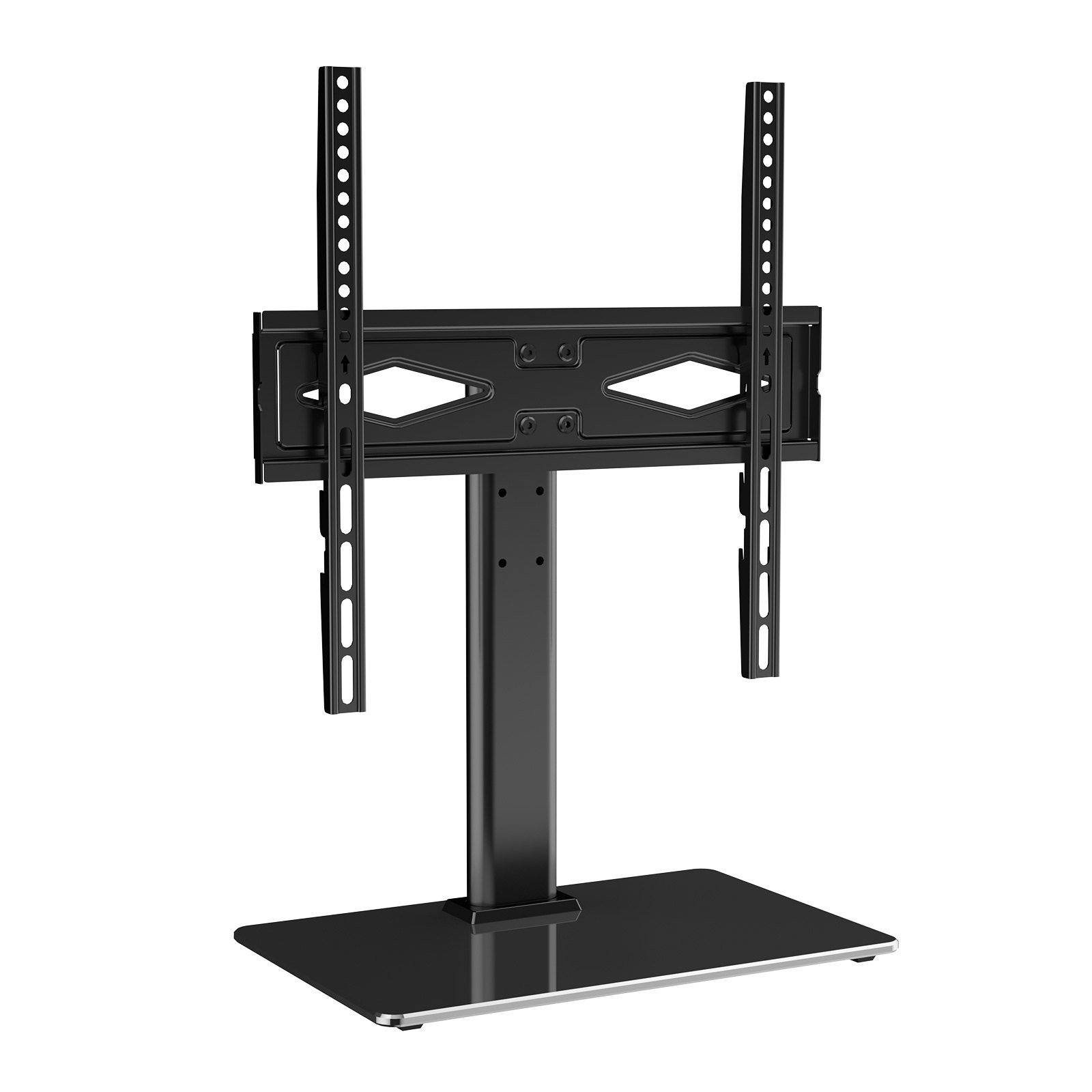 TV Stand Mount, Swivel Universal TV Stand For 32 To 55 Inch TVs, Height Adjustable Portable Floor TV Stand With Tempered Glass Base For Bedroom, Living Room