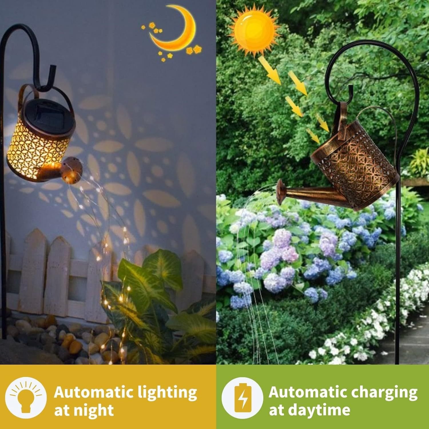 2-Pack LED Watering Can Solar String Lights Outdoor Solar Decorative Lights - Image 6