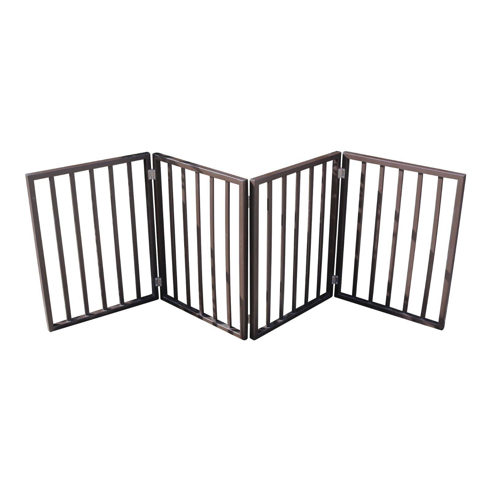 Wooden Pet Gate - Freestanding, Folding For Doorways, Stairs, House, Brown Arc - Image 9