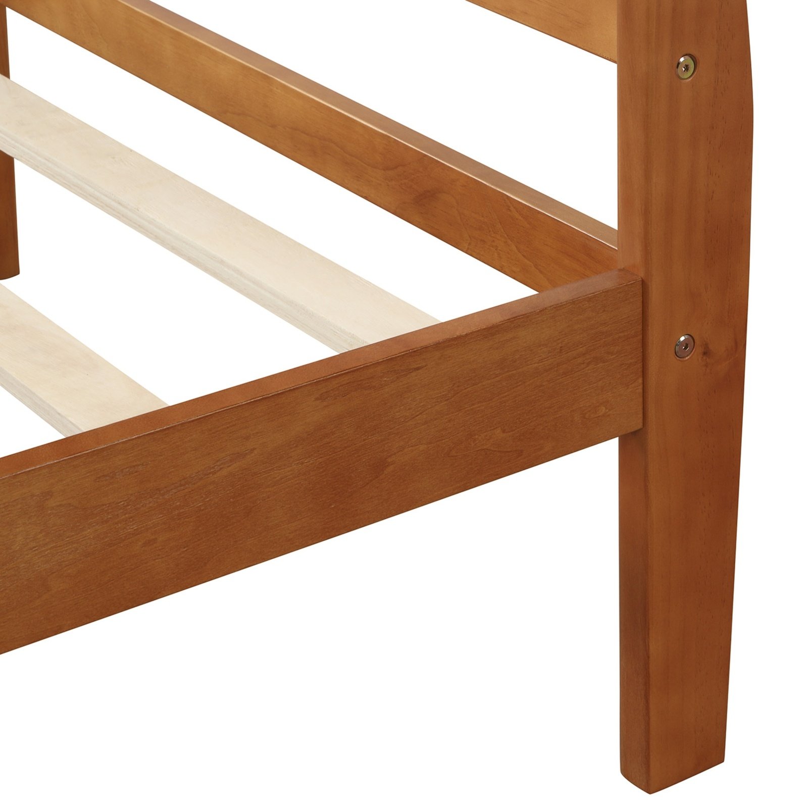 Wood Platform Twin Bed Frame, Sleigh Design With Headboard Footboard, Wood Slat - Image 6