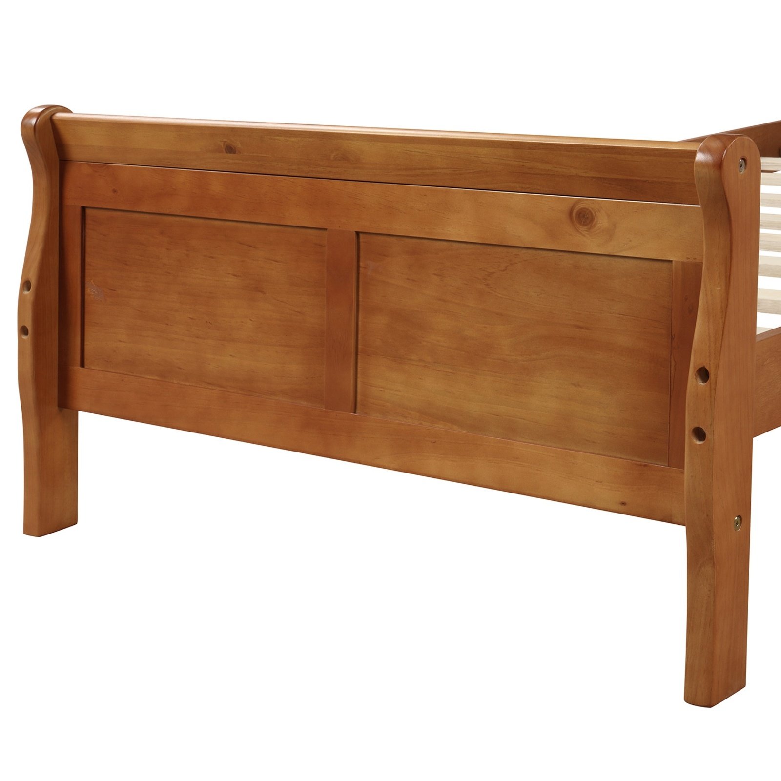 Wood Platform Twin Bed Frame, Sleigh Design With Headboard Footboard, Wood Slat - Image 10