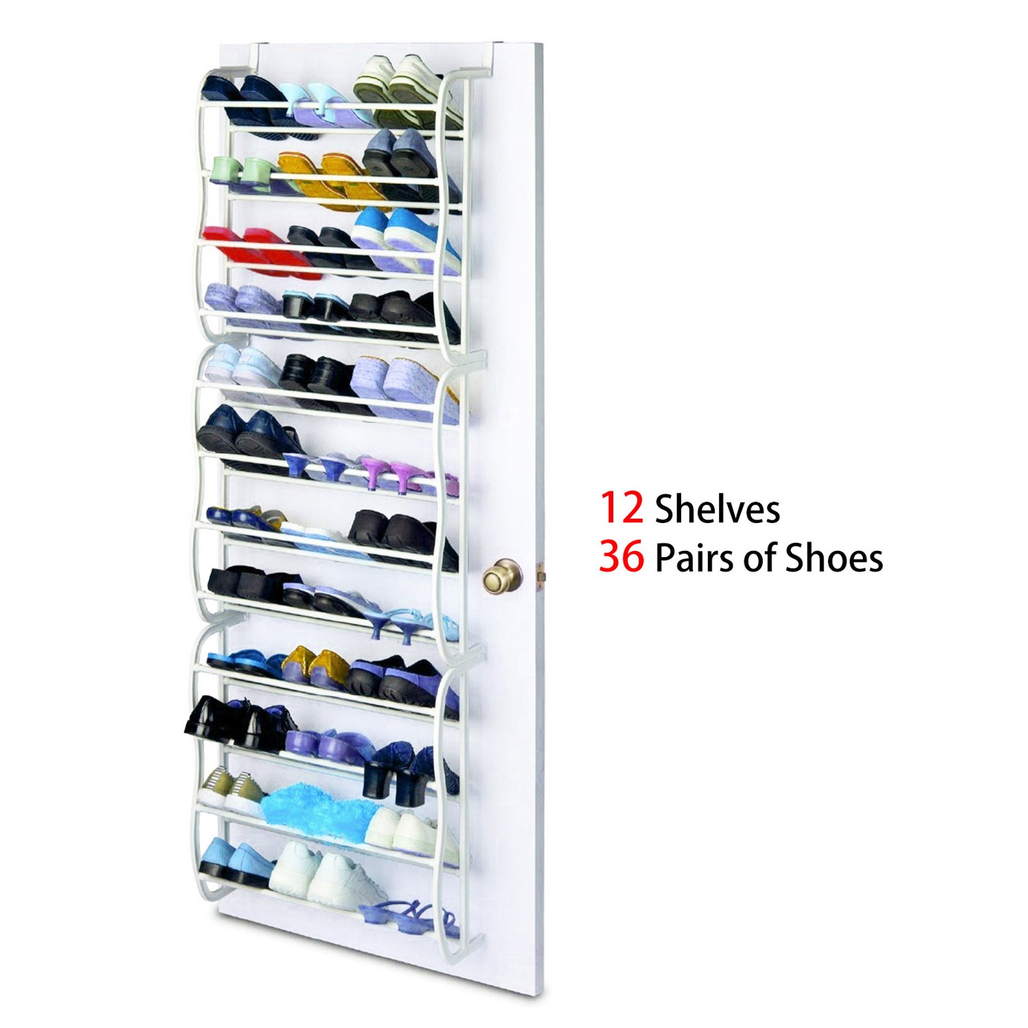36 Pairs Over-The-Door Shoe Rack 12 Layers Wall Hanging Closet Shoe Organizer Storage Stand - Image 6
