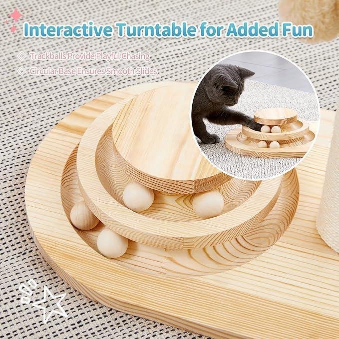 Mushroom Sisal Rope 2 In 1 Wooden Interactive Ball Track Ball Cat Scratching Post Cat Scratching Board - Image 5