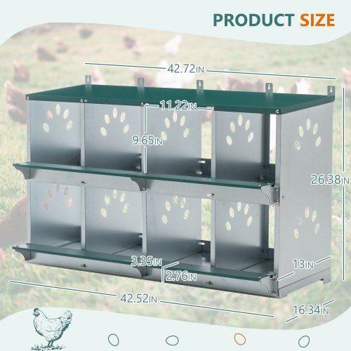 8 Compartment Chicken Nesting Boxes,For Laying Eggs, Metal Poultry Nest Box Wall Mount For Chickens, Hens, Large Vented Holes Chicken Coop Box - Image 6