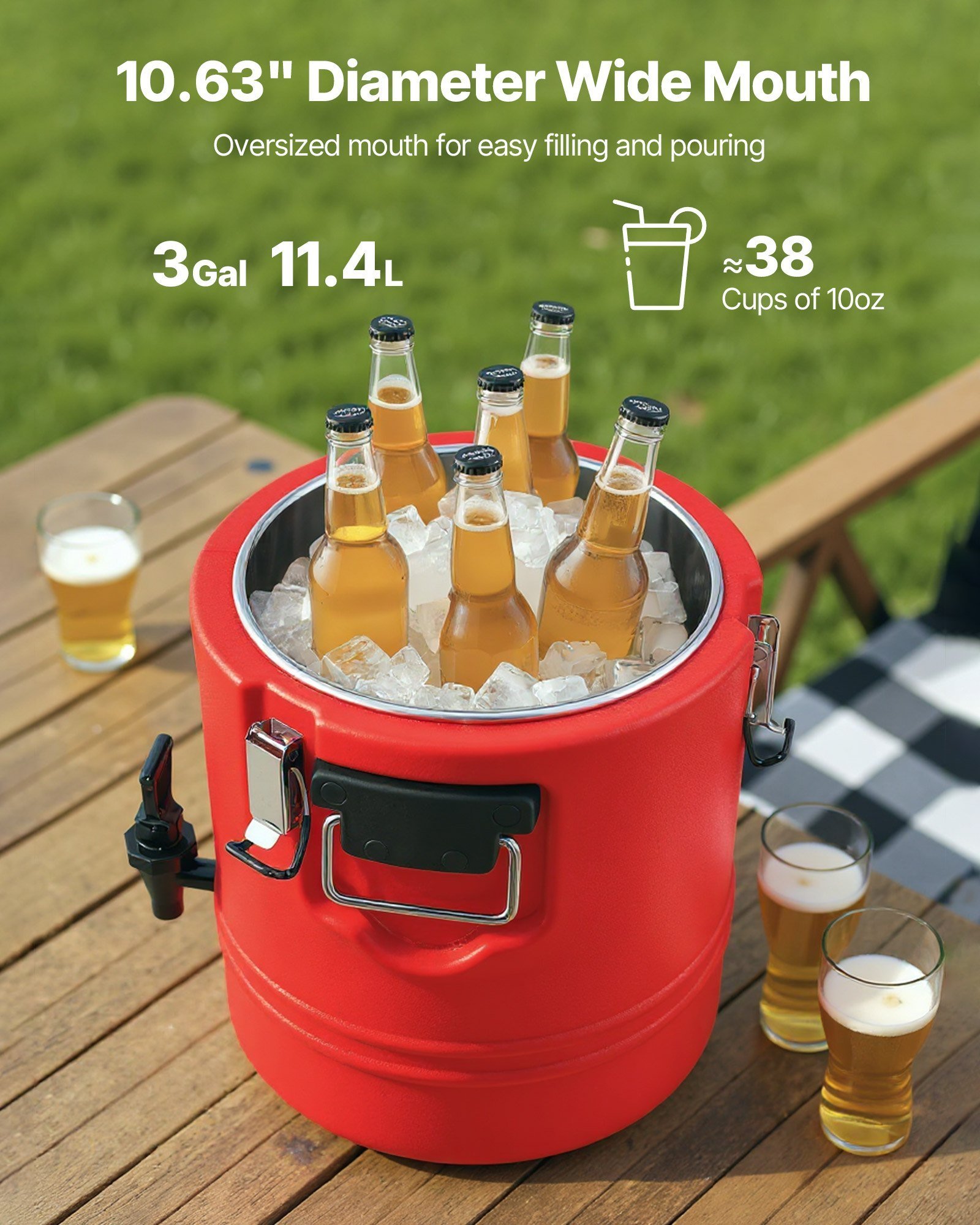 Insulated Beverage Dispenser For Hot & Cold Drinks 3 Gal/11.4L Cooler Jug - Image 2