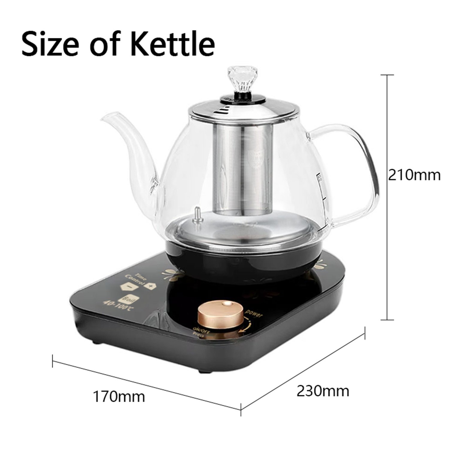 Professional Multi-functional Glass Teapot 800ml Fast Heating Cooking And Brewing Integrated Electric Kettle With Stainless Steel Filter - Image 3