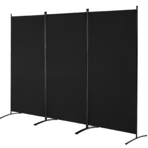 Room Divider, 3 Panel Room Divider, Folding Privacy Screen And Portable Partition Divider For Room Separation, Freestanding Room Partitions For Office, Bedroom, Living Room, Black