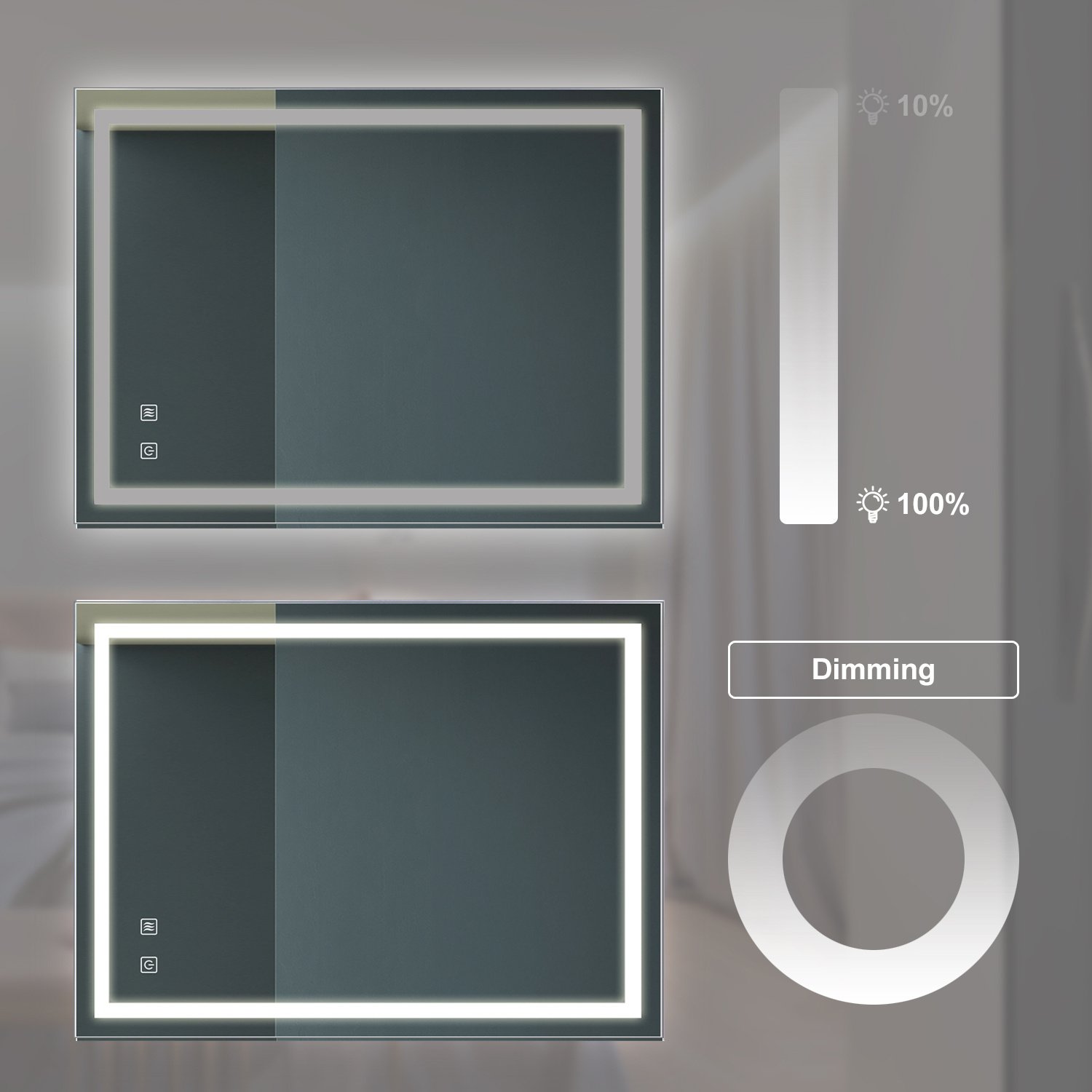 32x24 Inch Bathroom LED Premium Vanity Mirror With Focusing Back Panel, High Lumens, Dimmable Touch, Unavailable Platforms-Welfel - Image 4