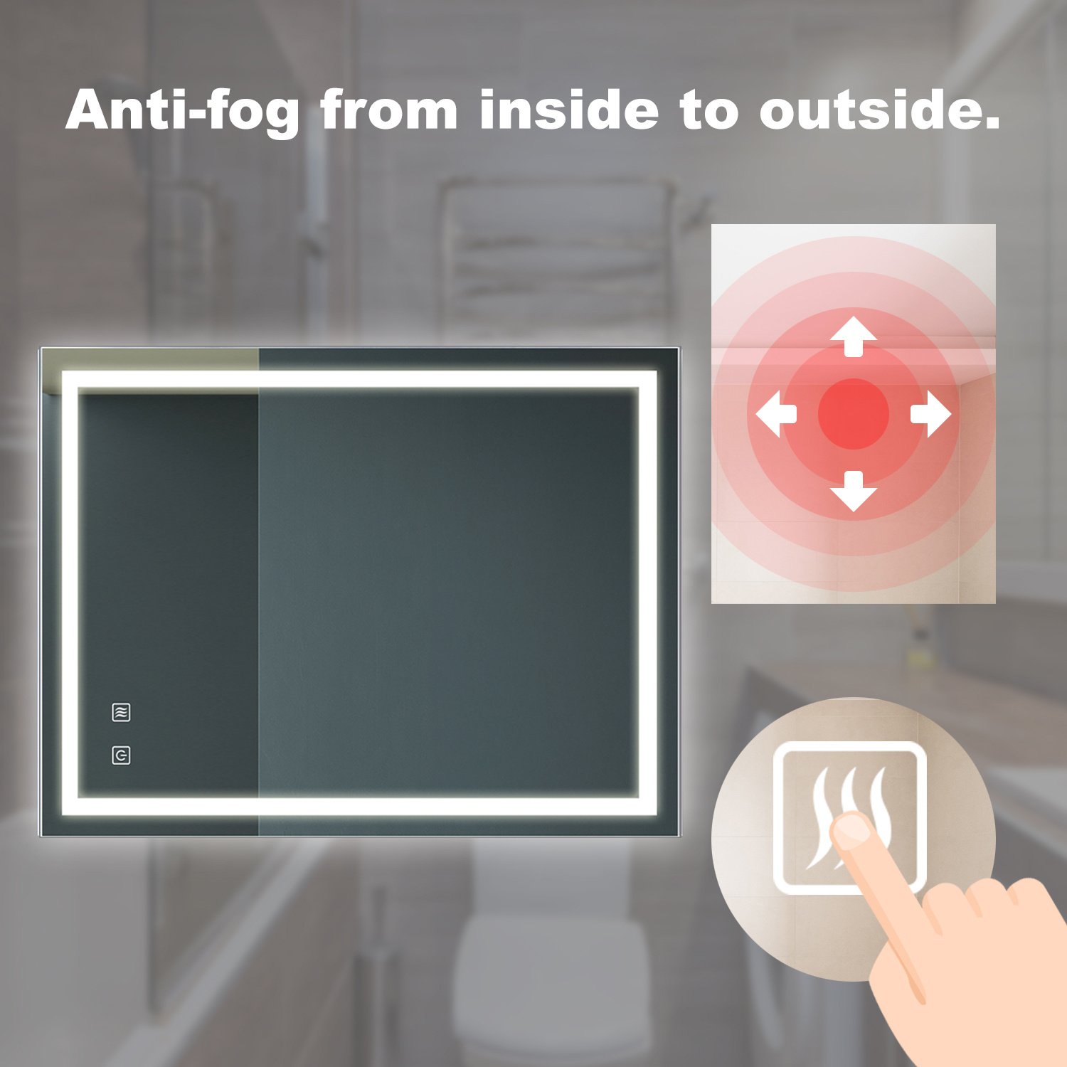 32x24 Inch Bathroom LED Premium Vanity Mirror With Focusing Back Panel, High Lumens, Dimmable Touch, Unavailable Platforms-Welfel - Image 10