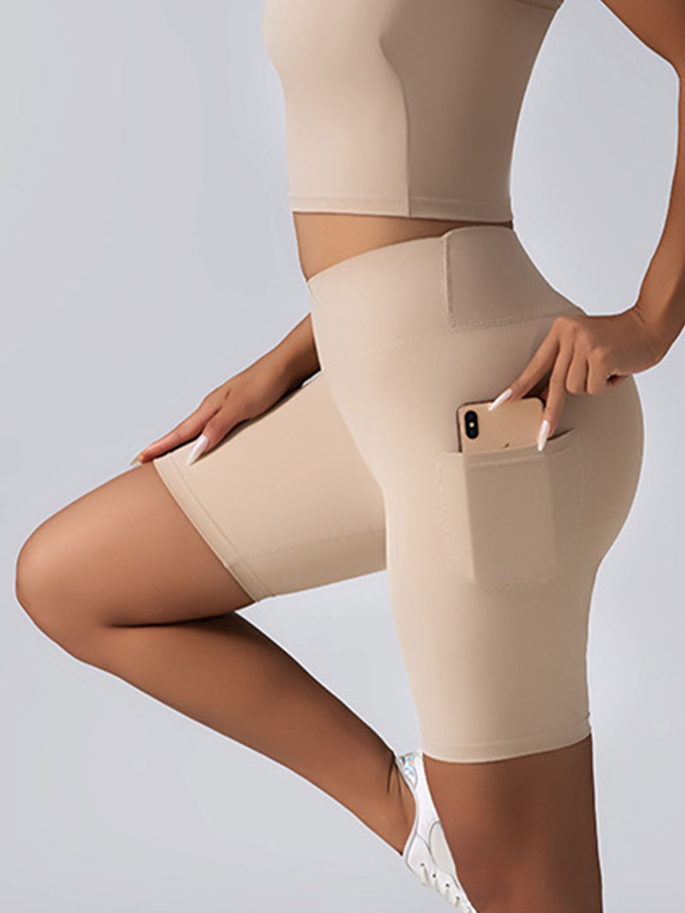 Biker Shorts Women Tummy Control No Seam High Waist Yoga Gym Workout Running Volleyball Shorts With Pockets