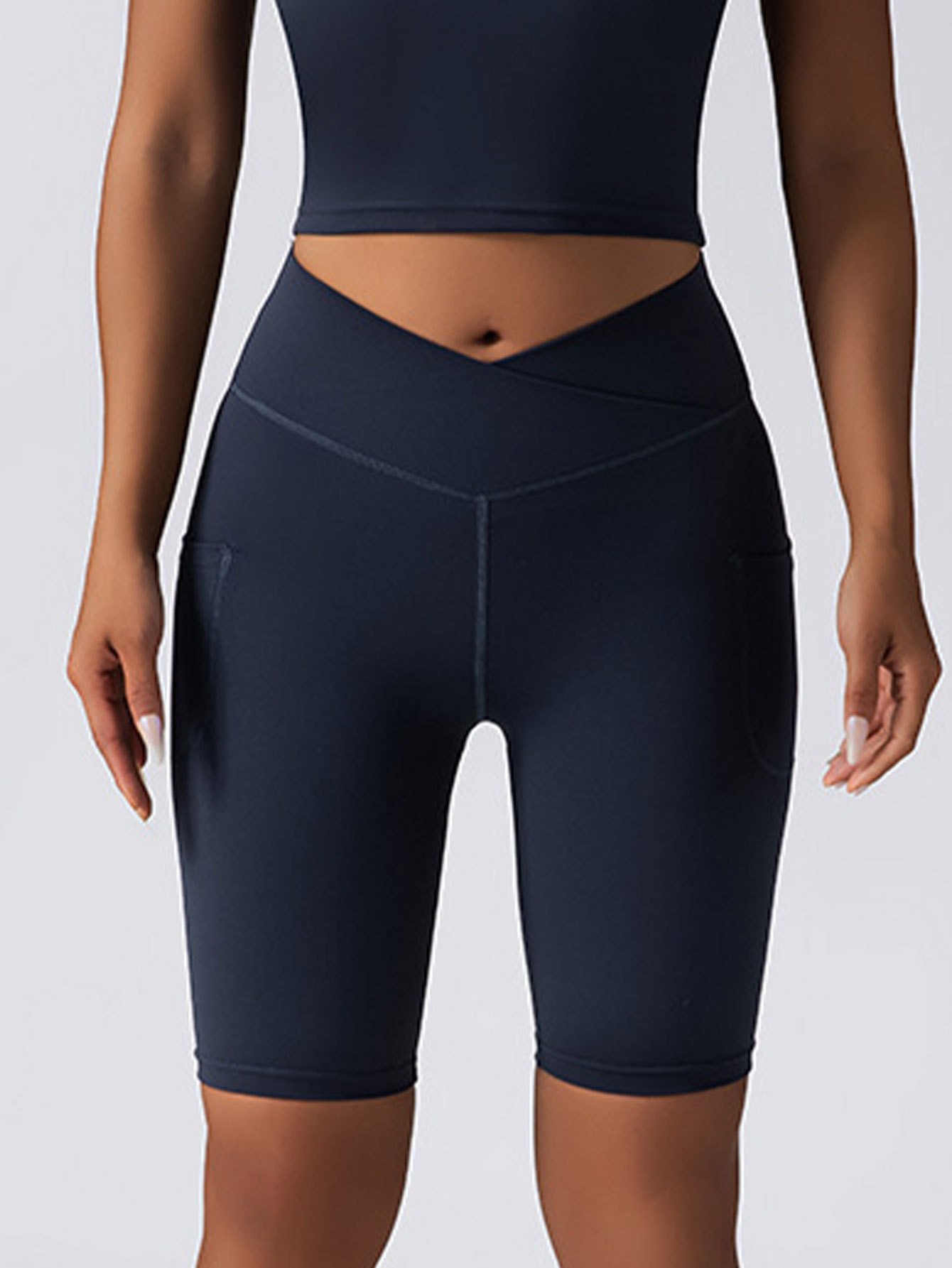 Biker Shorts Women Tummy Control No Seam High Waist Yoga Gym Workout Running Volleyball Shorts With Pockets - Image 9