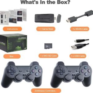 Retro Game Console with Wireless Controllers