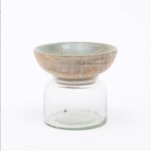 Glass Nut Jar With Wooden Bowl-Shaped Lid