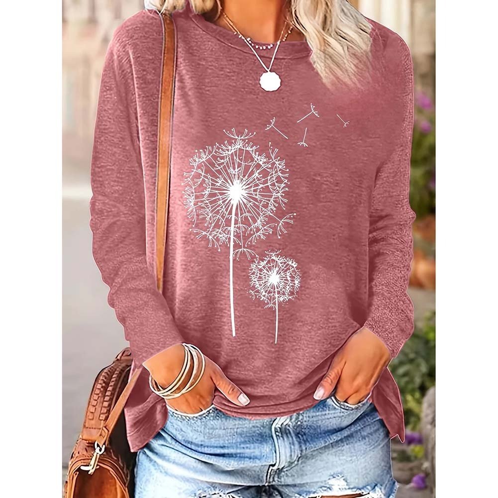 2 Pack Flowers Graphic Long Sleeve Tees Shirts For Women Casual Loose Fitted Tshirts Boho Wildflower Trendy Tops - Image 7