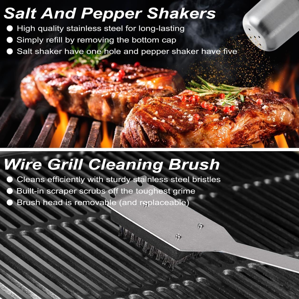 POLIGO 29 PCS BBQ Grill Accessories Stainless Steel BBQ Tools Grilling Tools Set With Storage Bag For Fathers Day Dads Birthday Presents - Camping Grill Utensils Set Ideal Grilling Gifts For Men Women - Image 8