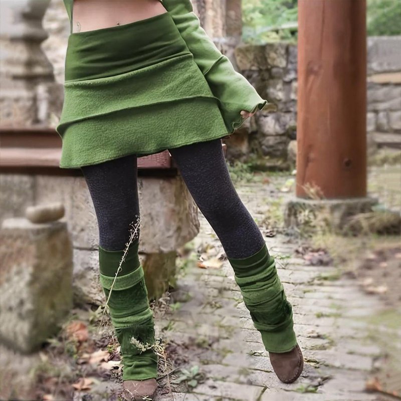 Women's Color Block Asymmetrical Skort With Contrast Panels - Comfortable Fashion Leggings For Spring&Fall - Image 5