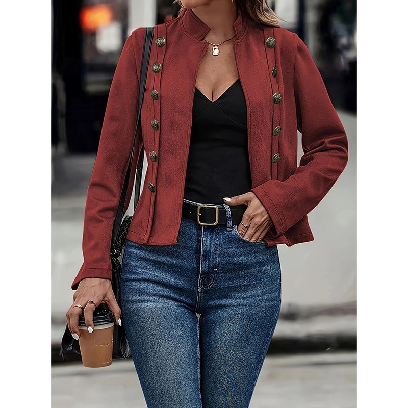 Women's Faux Suede Blazer - Long Sleeve Notch Lapel Open Front Jacket, Casual Business Office Blazer - Image 7