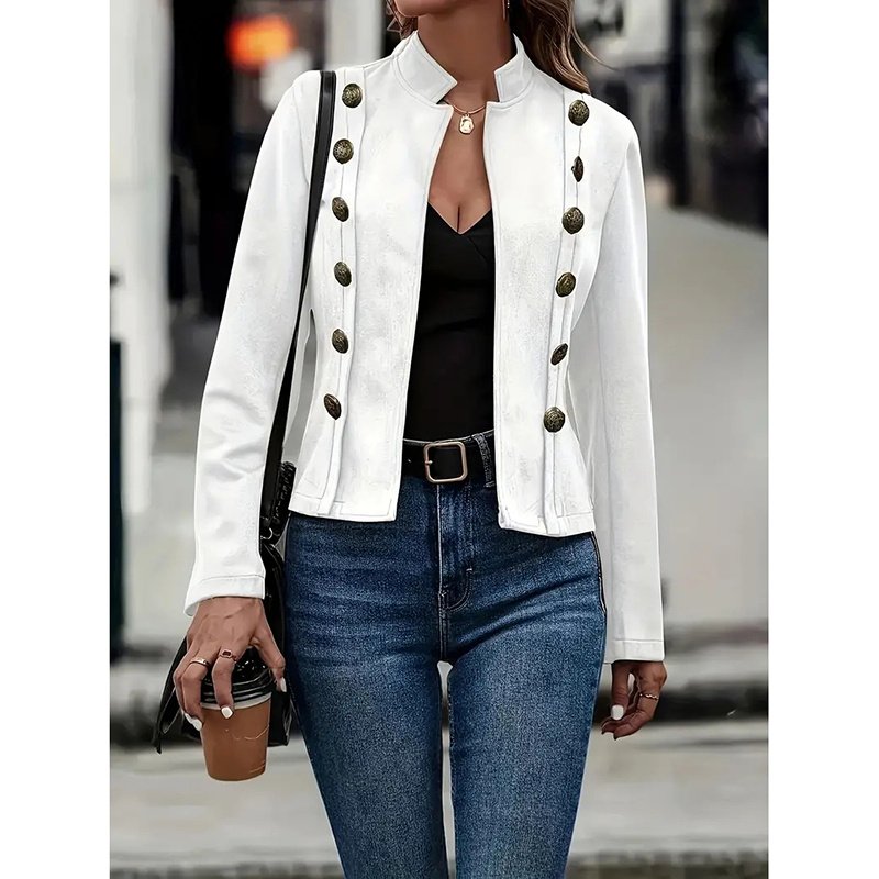 Women's Faux Suede Blazer - Long Sleeve Notch Lapel Open Front Jacket, Casual Business Office Blazer - Image 10