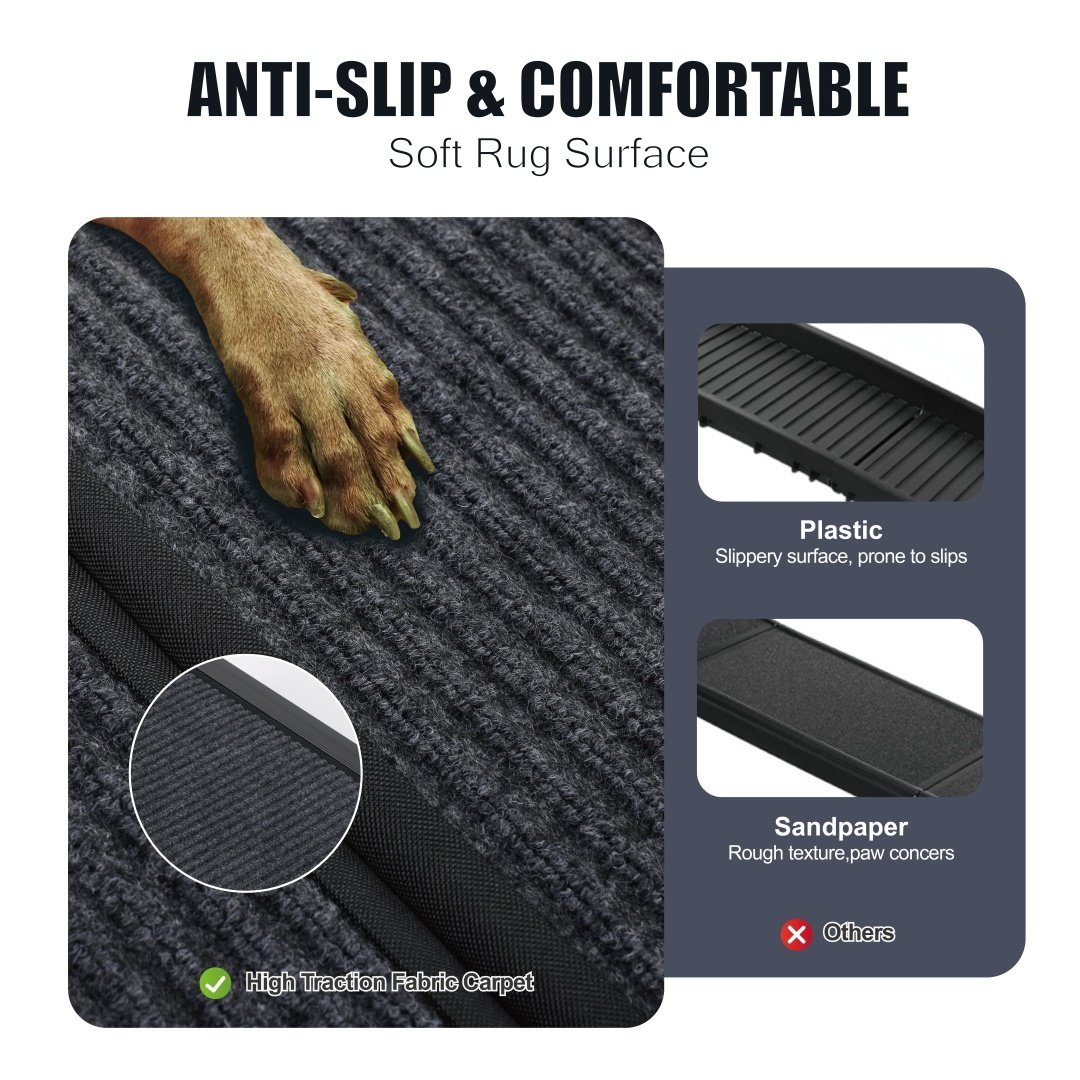 Dog Ramp For Car 65x17 Large Folding Pet Stair Ramps For Truck, SUV, With Non-Slip Surface, Up To 250LBS, Outdoor Dog Car Ramp For Medium Large Dogs, Portable Pet Steps - Image 9