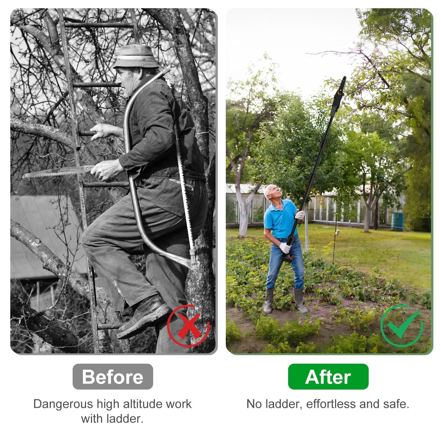 1Set 6in Cordless Pole Saw 7.4FT Maximum Extendable Length 35FT Per Second Speed Electric Pole Chainsaw 2Pcs 3.0Ah Batteries And Charger Included For Pruning Trimming Fedex Shipping - Image 6