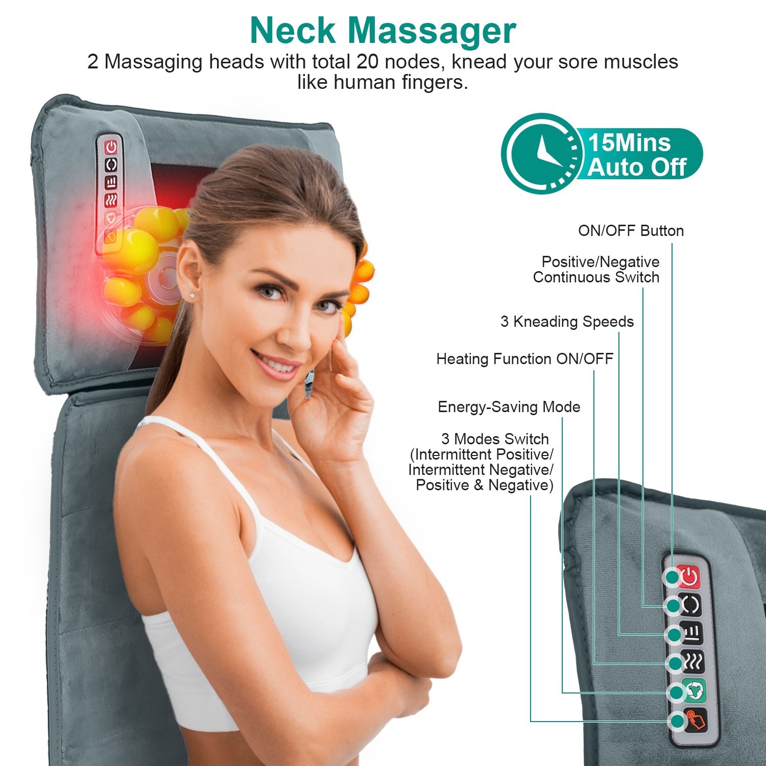 Advanced Type Full Body Electric Massage Mat With Heat Vibration Massage Pad Cushion Back Massage Mattress Chair Pad With Neck Massage Pillow With 10 Vibration Motors Timer Anti-Slip Bottom Earplugs - Image 2