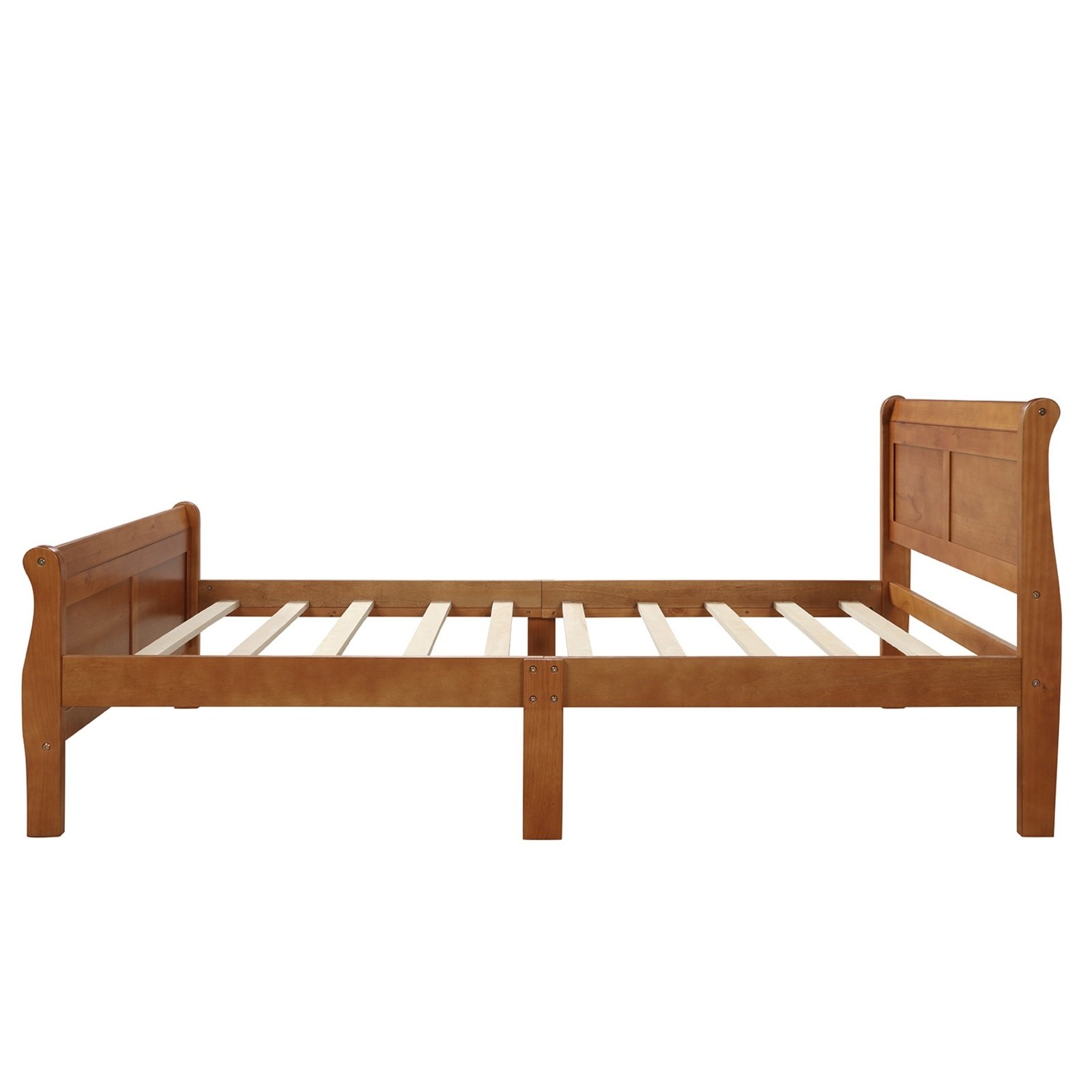 Wood Platform Twin Bed Frame, Sleigh Design With Headboard Footboard, Wood Slat - Image 3